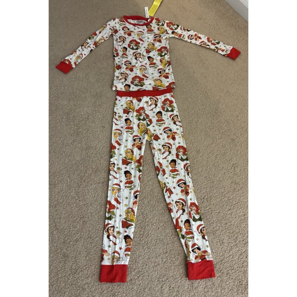 NWT Christmas Disney Princess Pajamas Girls Size 6-7 Ariel Belle Aurora Tiana